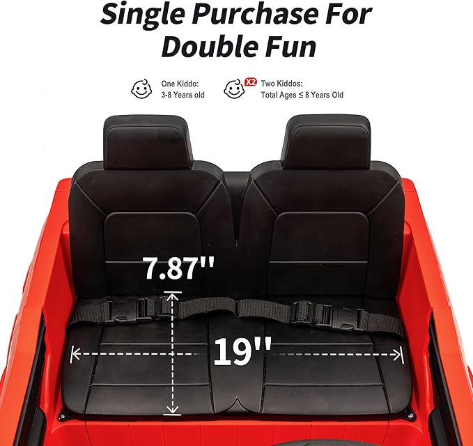 12V 7Ah Electric Fire Truck Ride-On Toy for Big Kids, 2 Seater Kids Ride on Car SUV w/Remote Control, Bluetooth - Red-CubbioJoy