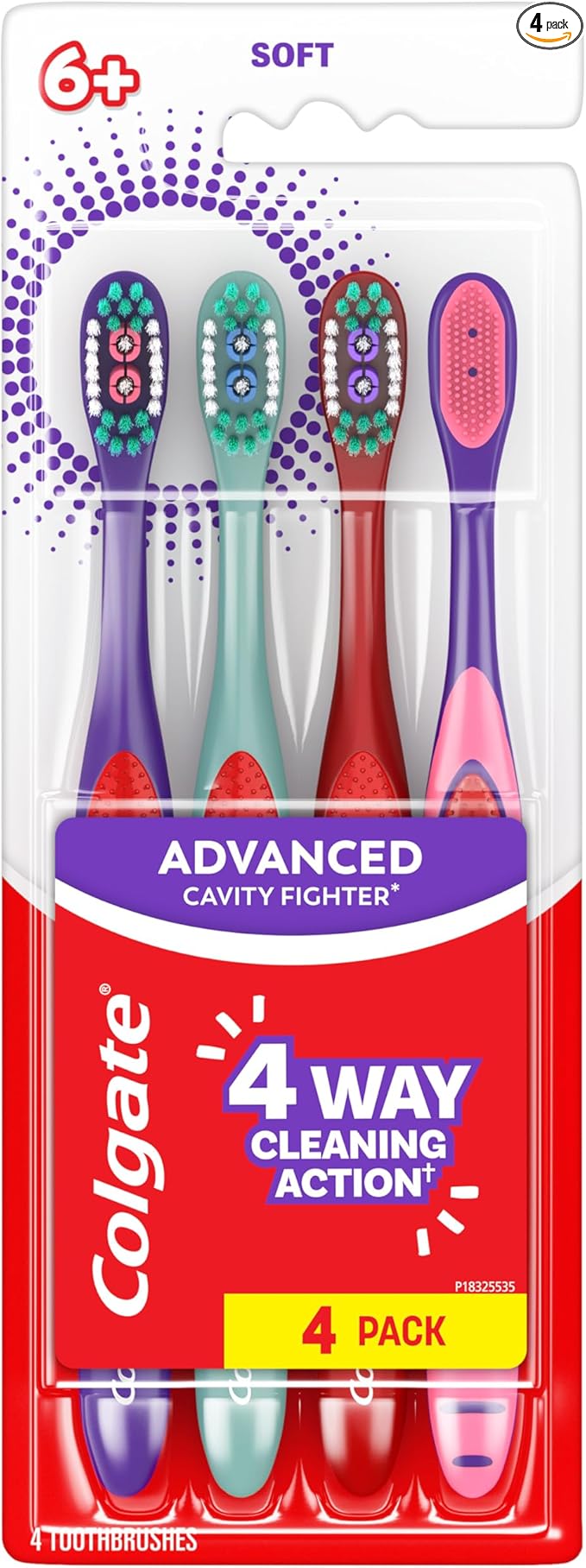 Colgate Extra Soft Kids Toothbrushes, Advanced Cavity Fighter Kids Toothbrush Pack, Extra Soft Bristles Help Remove Plaque and Stains for a Gentle Clean, for Children Ages 6 and Up, 4 Pack-CubbioJoy