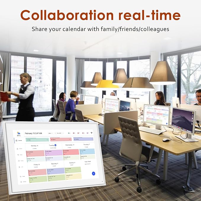 Digital Calendar 15.6 Inch, Electronic Calendar Chore Family Schedules, Smart Weekly and Monthly Planner, 1920 * 1080P IPS Touchscreen Interactive Display - Wall Mount White-CubbioJoy