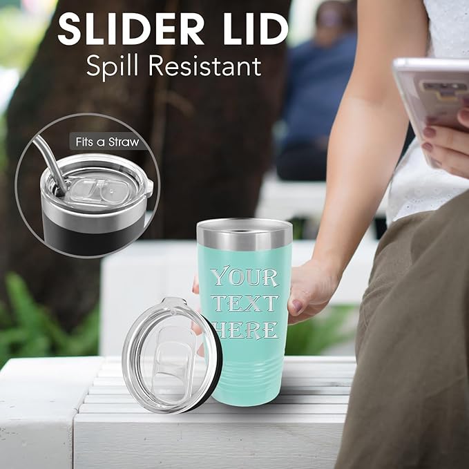 iProductsUS Personalized Tumbler for Women, 20oz Custom Insulated Stainless Steel Cup Engraved Your Name and Designs, Travel Coffee Mug with Lid, Gifts for Mom, Keep Drinks Cold and Hot (Teal)-CubbioJoy