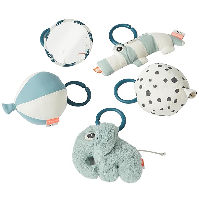 Done by Deer Deer Friends Blue Activity Play Mat with Hanging Toys - Soft, Durable, & Easy to Clean - Stimulates Senses - Improves Motor Skills & Cognitive Development-CubbioJoy