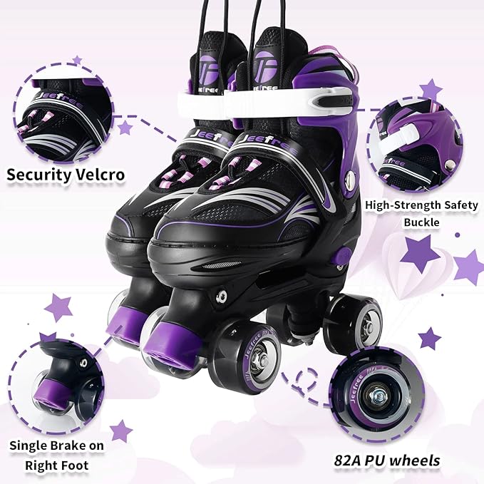 Adjustable 4 Size Kids Roller Skates With Light up Wheels for Girls Ages 5-8-12, Safe and Fun Illuminating Skates for Kids, Toddlers, Boys-CubbioJoy