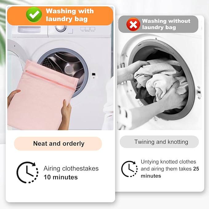 4-Piece Pink Large Durable Organic Cotton Mesh Laundry Bags with Sturdy Zippers and Breathable Mesh are Delicate Laundry Bags for Underwear, Clothes, Pants and Socks-CubbioJoy