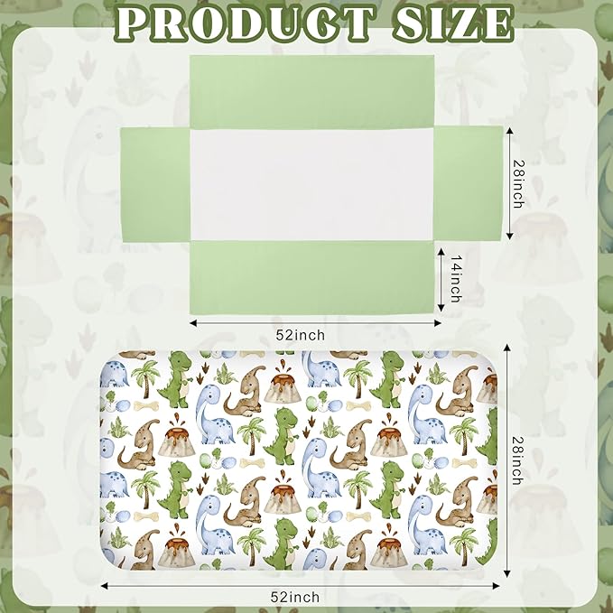 3 Pcs Baby Crib Bedding Set Safari Animals Dinosaurs Bear Woodland Animals Jungle Crib Set Includes Quilt, Fitted Sheet, Skirt for Baby Boy Girl(Green,Dinosaur)-CubbioJoy