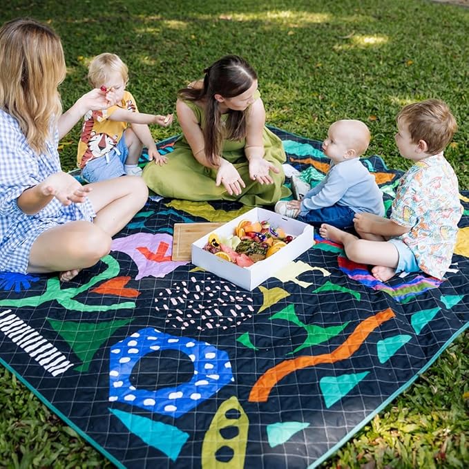 Jumbo Picnic Rug, Large Picnic Mat, 6'7" x 6'7", Outdoor Waterproof Picnic Blanket Beach Mat, Foldable & Waterproof, Picnic Blankets Ideal for Beach & Park, Outdoor Blanket, Rock Candy-CubbioJoy