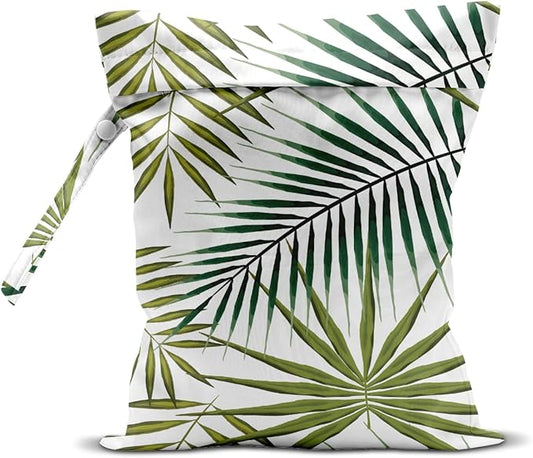 Wet Bag, Wet Dry Bag, Wet Bag for Swimsuit, Travel, Beach, Pool, Diapers, Dirty Yoga Gym Clothes, Makeup Bag, Waterproof Tropical Palm Leaves Decor Jungle Palm Leaf Favors-CubbioJoy