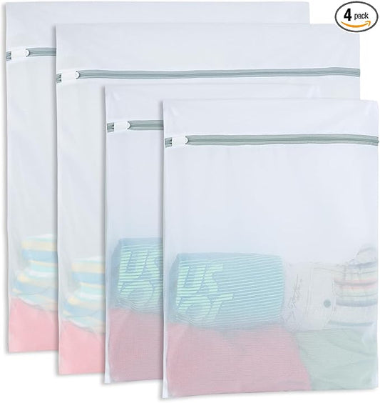 4Pcs Mesh Laundry Bags for Delicates（ 2L,2XL ）,Laundry Bags Mesh Wash Bags,Laundry Bag For Washing Machines,For clothes, pants, skirts, outerwear, anti knot-CubbioJoy