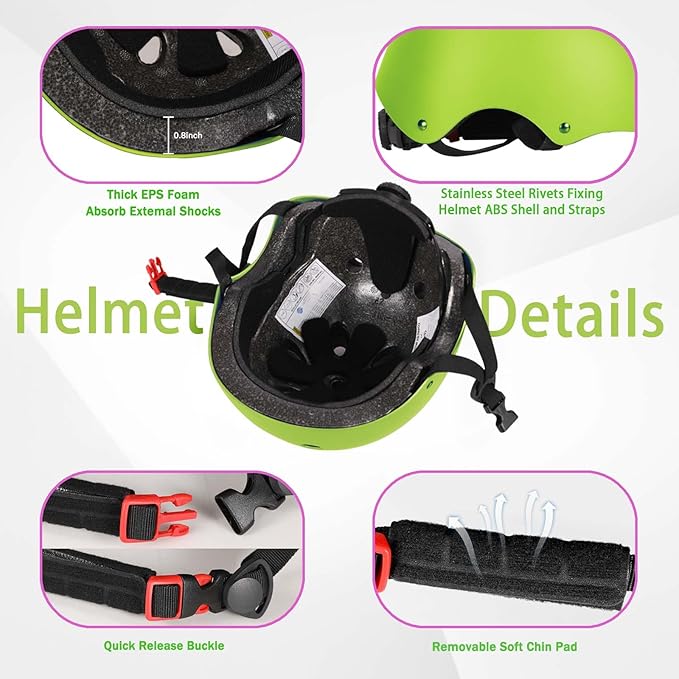 Kids Bike Helmet Set Adjustable Helmet for Ages 3-15 Kids Toddler Boys Girls Youth, Multi-Sport Bicycle Skateboarding Football Rollerskating Scooter Rollerblade Balance Bike Helmets-CubbioJoy