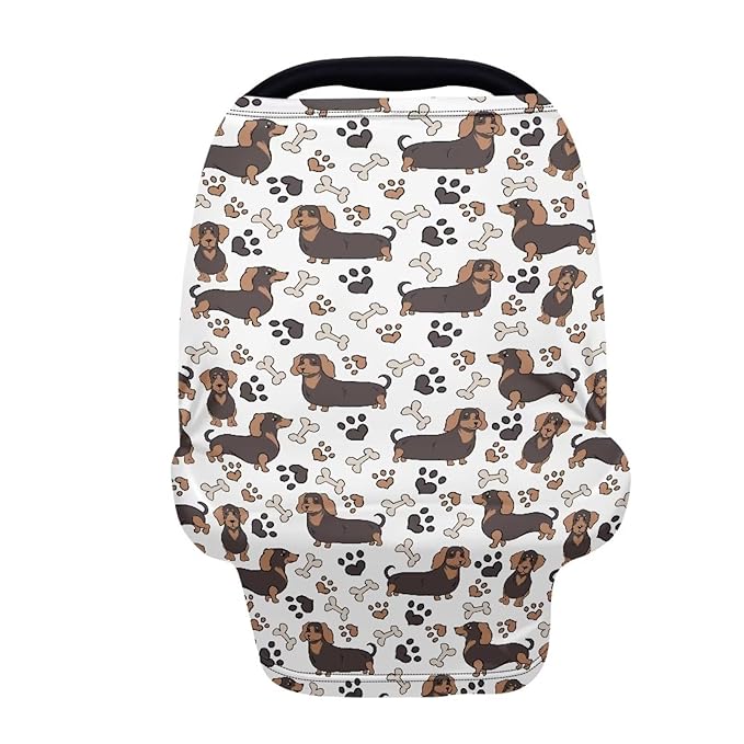 Binienty Cozy Car Seat Covers for Babies Boys Girls,Dachshund Dog Paw Stretchy Infants Carseat Canopies,Baby Shower Gifts-CubbioJoy
