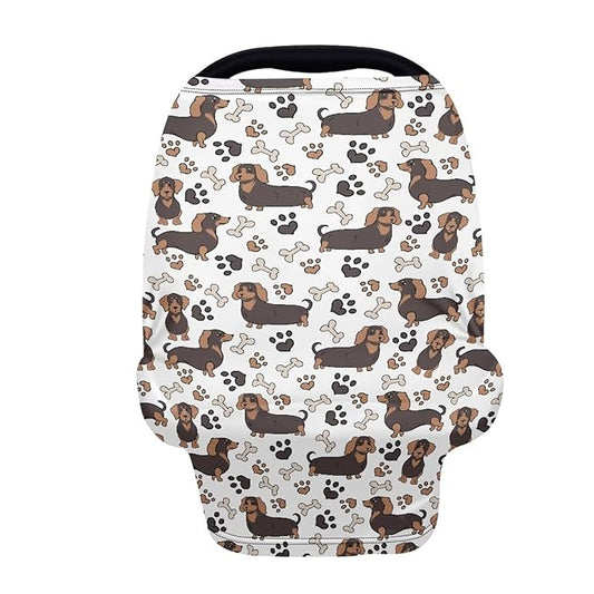 Binienty Cozy Car Seat Covers for Babies Boys Girls,Dachshund Dog Paw Stretchy Infants Carseat Canopies,Baby Shower Gifts-CubbioJoy