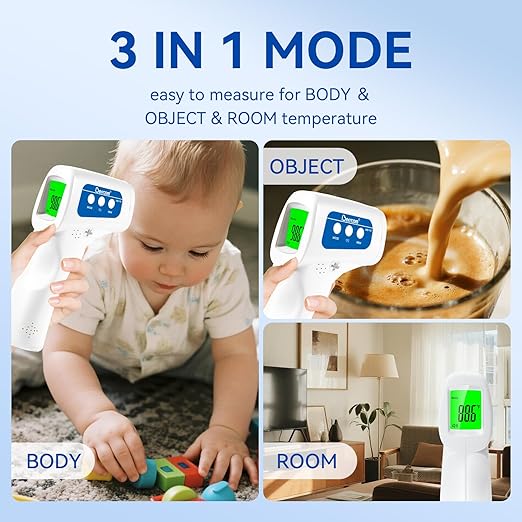 Berrcom Thermometer, 3 in 1 Contactless Infrared Fever Check Thermometer for Forehead, Ideal for Baby, Infant, Kids, and Adults, Batteries Not Included, JXB-178 (White)-CubbioJoy