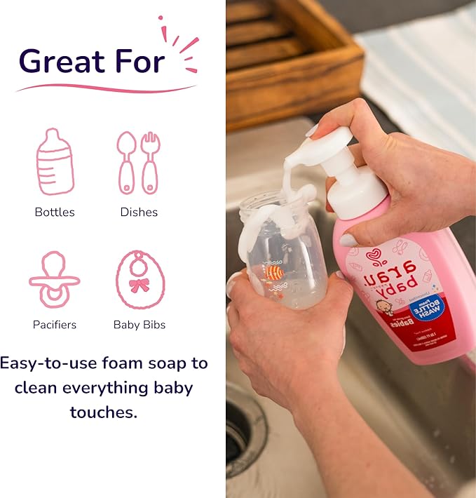 Unscented Foam Bottle Wash, Natural Plant Based Baby Bottle & Dish Soap, No Artificial Fragrance or Additives, Gentle for Washing Bottles, Pacifiers and Toys, Easy Rinse, 15.21 Fl Oz-CubbioJoy