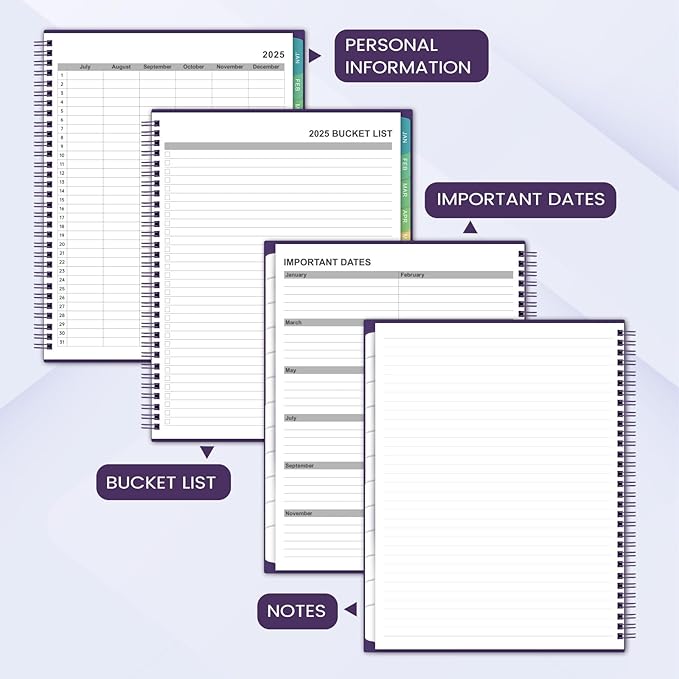 2026 Monthly Planner - JUL 2025 - DEC 2026 Planner, Planner with Colorful Tabs, 2025-2026 Calendar Planner for Daily Organizing - Waterproof Cover (8" x10", Monthly Pages & Notes, Purple)-CubbioJoy