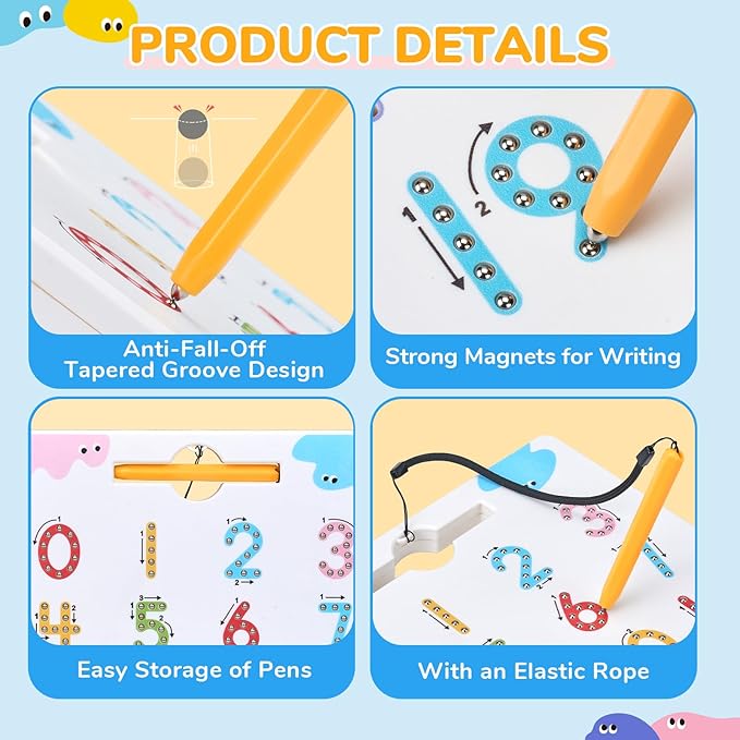 JoyCat Double-Sided Magnetic Number Tracing Board - 2-in-1 Numbers 1-20 Writing Toys for Toddlers & Kids, Preschool Math Manipulatives, Kindergarten Educational Learning Gifts for 3-5 Year Olds-CubbioJoy