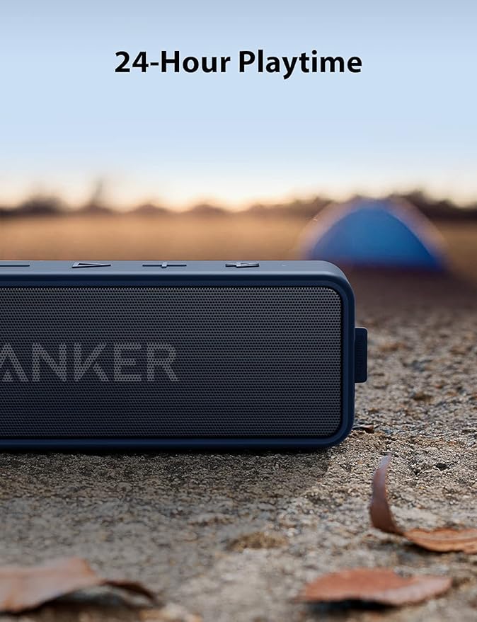 Anker Soundcore 2, 12W Dual-Driver, Portable Bluetooth Speakers for Daily Use, and Wireless, 24-Hour Playtime, IPX7 Water Resistant, Built in Mic, 66 ft Bluetooth Range- Navy Blue-CubbioJoy