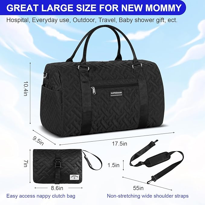 Diaper Bag Tote: Mommy Bag, Baby Bag for Boy and Girl, Mom Hospital Bag, Twins or 2 Kids Diapers Bag-CubbioJoy