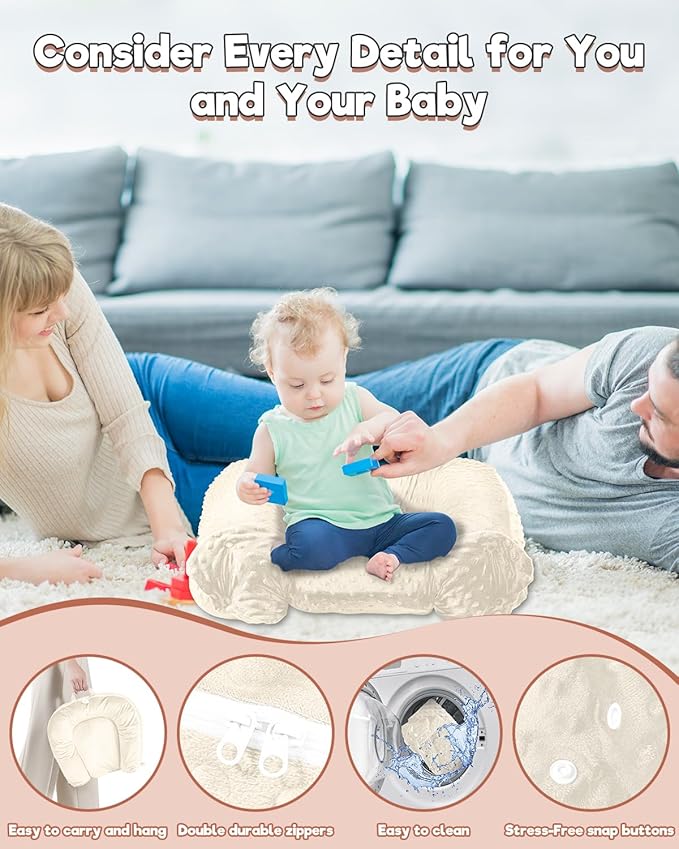 Baby Lounger Pillow 3-in-1 Infant Lounger Pillow for Newborn 0-24 Months, Portable Tummy Time Mat for Home and Travel, Breathable & Soft Baby Seat for Baby-CubbioJoy