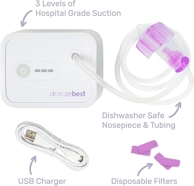 Dr. Noze Best Baby’s First Year Bundle | Pediatrician-Designed Electric Baby Nasal Aspirator with Newborn Nosepiece & 40 Filters | Baby Registry Essential for Congestion Relief-CubbioJoy