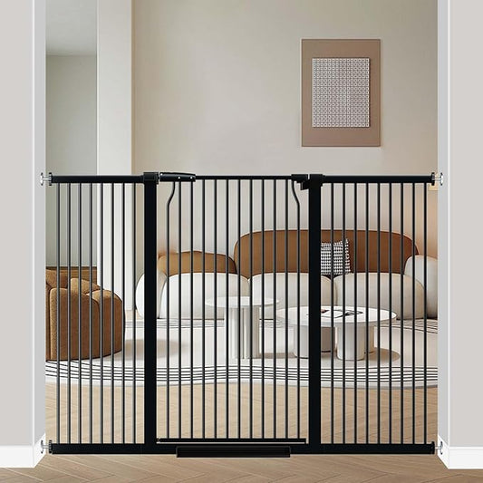 40.5" Extra Tall Baby Gate for Stairs, 60.3"-62.9" Extra Wide Pet Gates, Dog Gates Puppy Barrier Indoor, No Drill Tension Safety Gate Auto Close for Stairs Walk Thru Kid or Pet Black-CubbioJoy