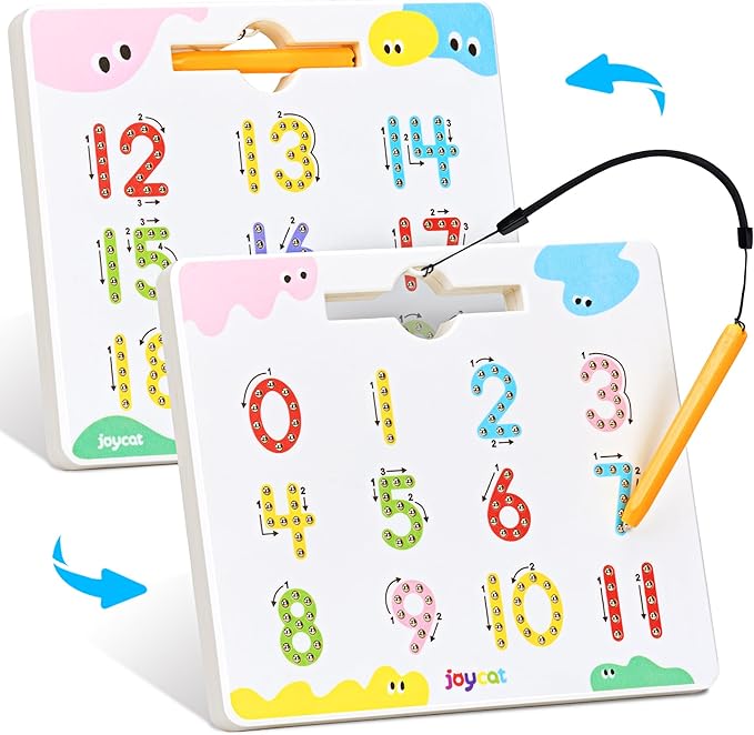 JoyCat Double-Sided Magnetic Number Tracing Board - 2-in-1 Numbers 1-20 Writing Toys for Toddlers & Kids, Preschool Math Manipulatives, Kindergarten Educational Learning Gifts for 3-5 Year Olds-CubbioJoy