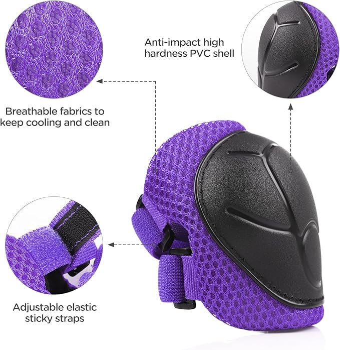 DaCool Kids Bike Helmet Set Skateboard Knee Pads - Kids Helmet Elbow Pads Wrist Guards Adjustable for 3~10yrs Girl Boy Kids Protective Gear Set for Sport Cycling Bike Roller Skating Scooter-CubbioJoy