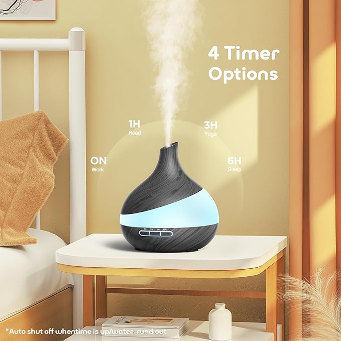 500ML Essential Oil Diffuser: Aroma Diffuser with Remote Control for Hotel Spa Yoga Room - Humidifiers for Bedroom with 14 Colors LED Night Light for Kids/Women Home Relaxation-CubbioJoy