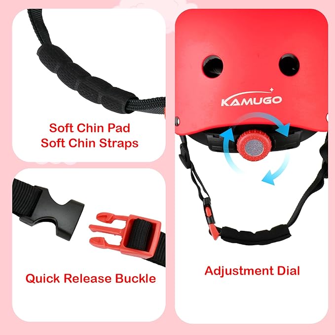 KAMUGO Kids Bike Helmet, Toddler Helmet for Ages 2-8 Boys Girls with Sports Protective Gear Set Knee Elbow Wrist Pads for Skateboard Cycling Scooter Rollerblading-CubbioJoy