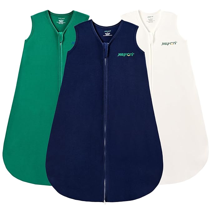 JELLYMONI Baby Sleep Sack 12-18 Months 100% Cotton Wearable Blanket, 0.5 TOG Soft Lightweight Toddler Sleeping Sack 3 Pack 2-Way Zipper Newborn Sleep Sacks-CubbioJoy