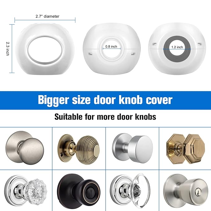 Door Knob Child Proof Universal Size 2.7" Diameter Baby Door Knob Safety Cover for Kids Easy Grip Baby Proof Door Knob Covers Hard for Toddlers to Open Child Safety Door Knob Covers (4 Pack)-CubbioJoy