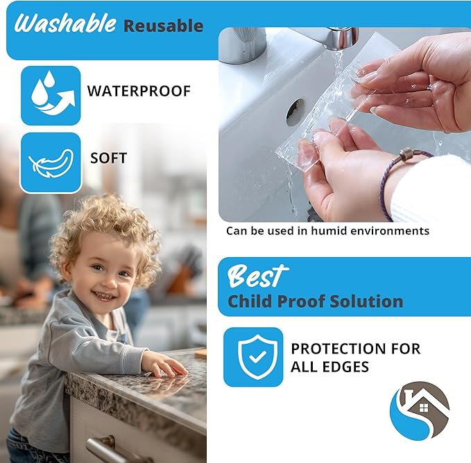 15ft Transparent Soft Edge Guard & Self-Stick Corner Protectors for Child Proofing Furniture, Glass Tables and Desk Edges - Clear Protection Solution for Baby Safety-CubbioJoy