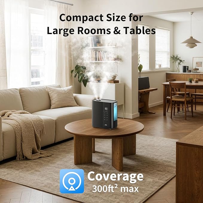 JRD Smart Humidifiers for Bedroom, 5L Warm & Cool Mist Ultrasonic Air Humidifier for Large Room Home Indoor, 50Hrs Quiet Runtime for Baby, Plants, Remote Control, Auto Humidity Sensor, 12H Timer-CubbioJoy