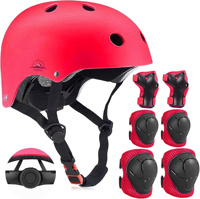 Adjustable Kids Helmet with Knee Pad, Elbow Pads & Wrist Guards - Toddler Bike Helmets for Ages 3-5, 5-8, 8-14 Years - Perfect for Skating, Biking, Cycling, and Skateboard - for Boys and Girls-CubbioJoy
