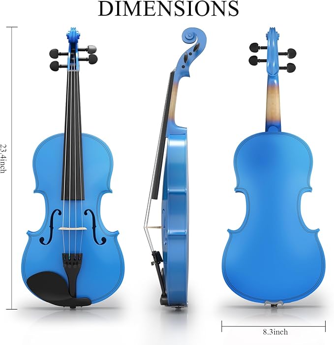 Beginner Violin 4/4, Full Size Violin for Adults, Teens, Student, Acoustic Fiddle Kit with Hard Case, Bow, Rosin, Bridge, Learners Age 12+ (Dark Blue)-CubbioJoy
