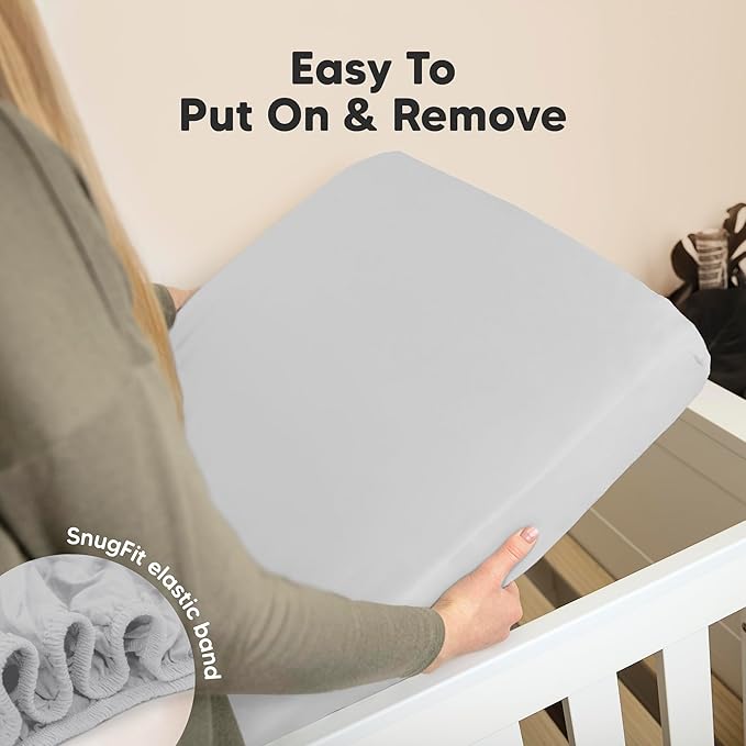 KeaBabies 2-Pack Organic Crib Sheets for Boys, Girls - 52x28 Fitted Crib Mattress Sheet Neutral, Breathable Jersey Cotton Cover for Baby Bed, Toddler Mattress, Soft & Cute Prints (French Gray)-CubbioJoy