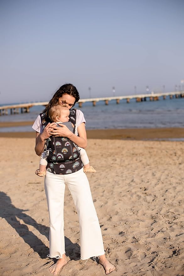 Beco Baby Carrier 8 Hybrid Newborn to Toddler Carrier (7-45lbs) - All in 1 Mesh Backpack, Front and Hip Carrier with Adjustable Seat - Cooling Ergonomic Carrier (Boho Rainbow)-CubbioJoy