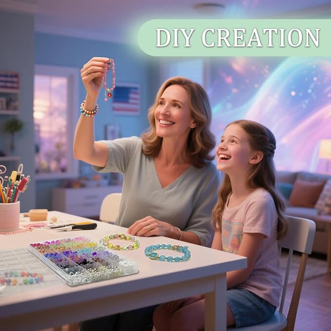 JULIMAIDONG 8mm Glass for Bracelets, 24 Colors Round Crystal Glass Bracelet Making Kit for Jewelry Making Kits Bead DIY Crafts with Spacer Charms Accessories (8MM, 24 Crackle Color)-CubbioJoy