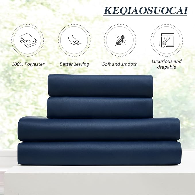 KEQIAOSUOCAI Navy Blackout Curtains 72 Wide x 105 inch Long 2 Panels - Thermal Insulated Room Divider Curtain for Bedroom/Patio, Width Pinch Pleated Window Panel with Hooks-CubbioJoy
