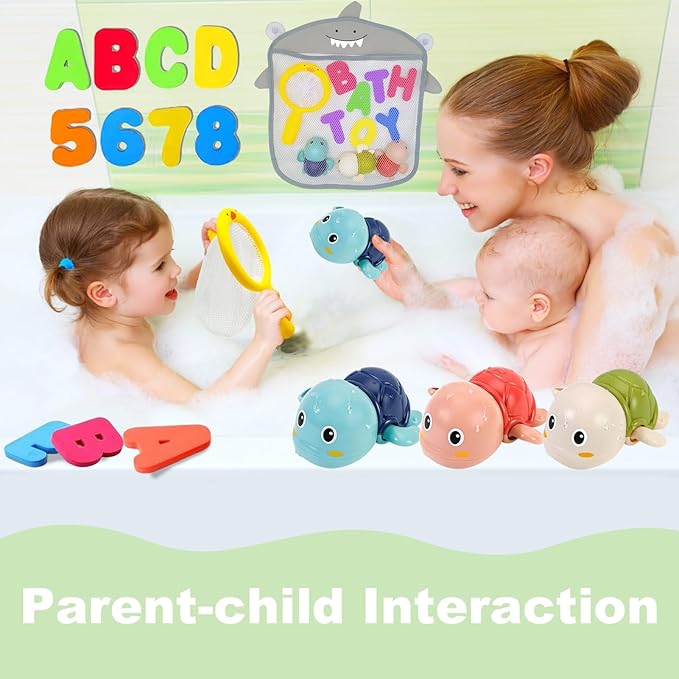 Bath Toys for Kids Ages 1-3 - Baby Water Table Pool Toys For Toddlers Mold Free Wind-Up Turtle Toy Bathtub Shower Toy for Infants Babies 6-12-18 Months 1 2 3 4 Year Old Girls Boys Birthday gifts-CubbioJoy