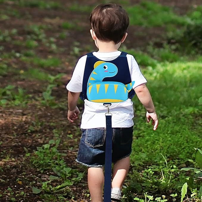 Accmor Toddler Harness with Leash, Cute Dinosaur Kids Leashes + Anti Lost Wrist Link, Children Walking Harnesses Tether Restraint Belt, Keep Child Close Hand Strap for Baby Boys Girls Outdoor Travel-CubbioJoy