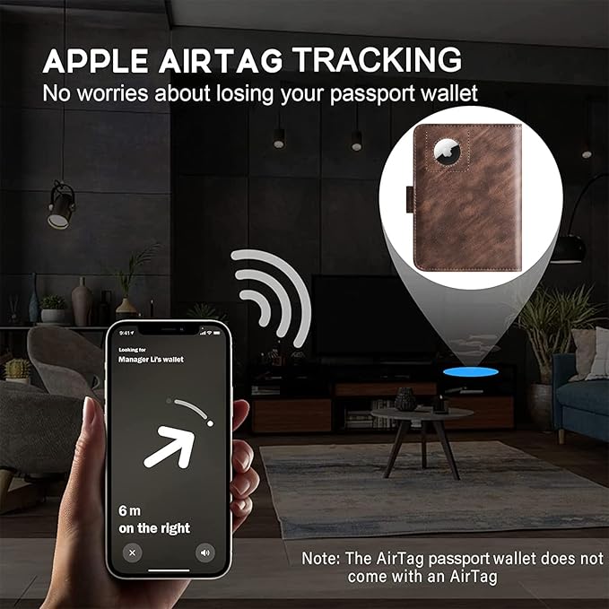 Airtag Passport Holder Cover Wallet Travel Essentials Leather Rfid Blocking Case Vacation Luggage Must Haves Travel Accessories for Men Women (117#Coffee)-CubbioJoy