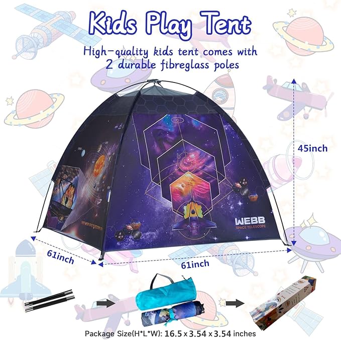 James Webb Space Telescope Kids Play Tent Indoor & Outdoor for Boys and Girls(61" x 61" x 45")-CubbioJoy