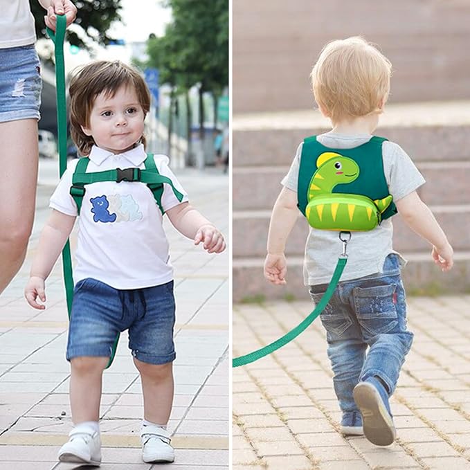 Accmor Toddler Harness Leash with Anti Lost Wrist Link, Cute Dinosaur Harnesses Walking Wrist Leashes for Kids, Children Restraints Hand Straps Belt Tether to Keep Baby Boys Girls Close (Turquoise)-CubbioJoy