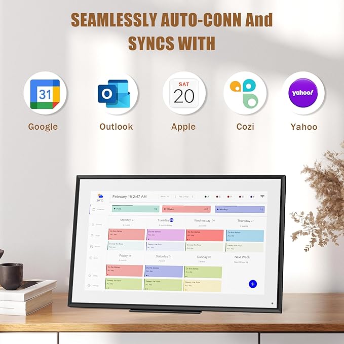 15.6 inch Wall Planner Digital Calendar Electronic Calendar Chore Chart,2025 Smart Touchscreen Full HD Interactive Display for Family Schedules,Wall/Desk Mountable for Seamless Scheduling/Organizing-CubbioJoy