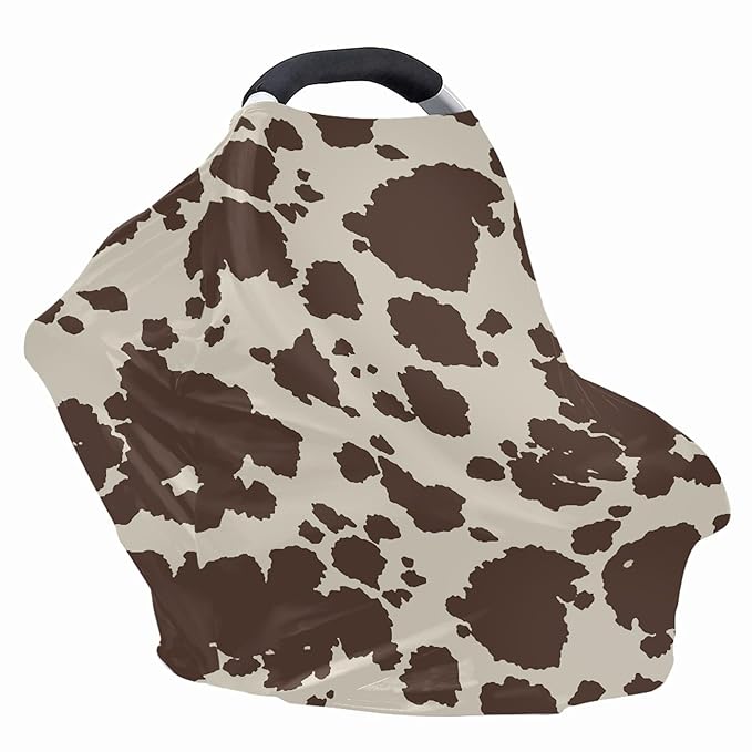 Binienty Baby Car Seat Covers Nursing Cover Soft Stretch Breastfeeding Scarf, Animal Brown Cow Stripe Print, Baby Infants Canopies-CubbioJoy