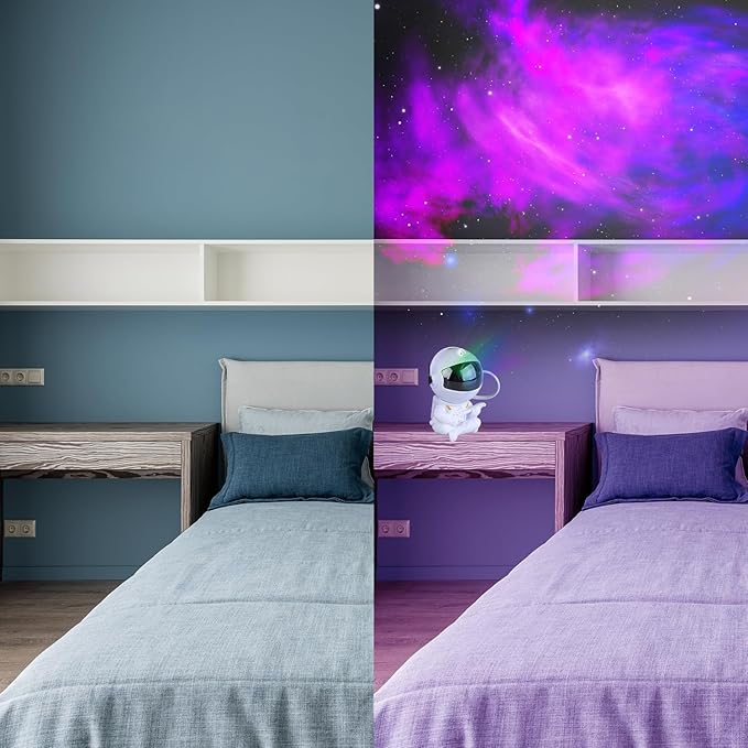 Astronaut Star Projector, Star Projector Galaxy Light for Kids，8 Modes Remote and 270° Adjustable Led Lights for Bedroom, Girls Room Decoration, Home Theater, Ceiling, Timer (White Guitar)-CubbioJoy