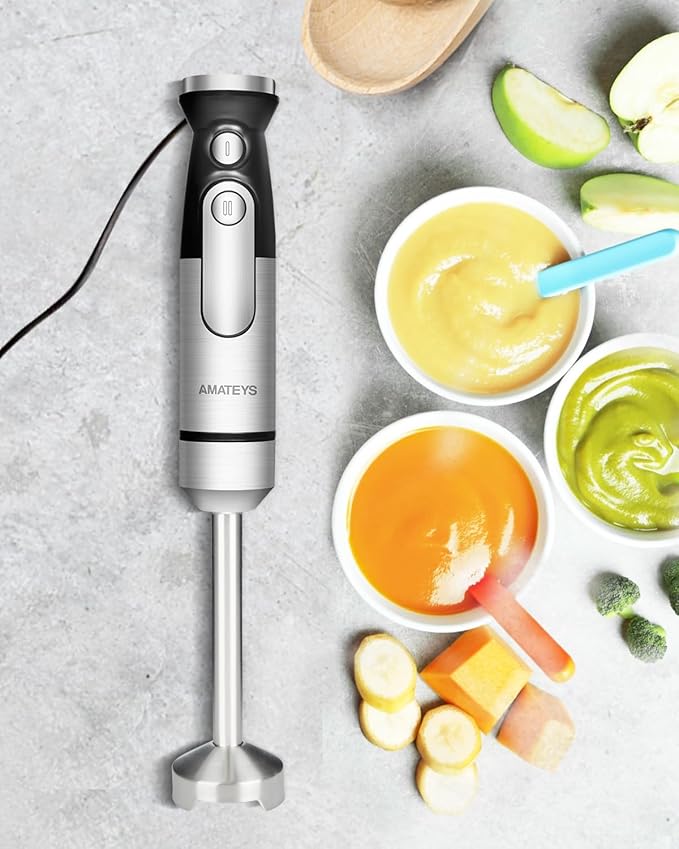 Immersion Blender Handheld,700W Hand Mixer Infinitely Variable Speeds,Multi-function Stainless Steel Stick Electric Kitchen Smoothie Blender with Detachable Whisk, Milk Frother,for Soup Puree-CubbioJoy