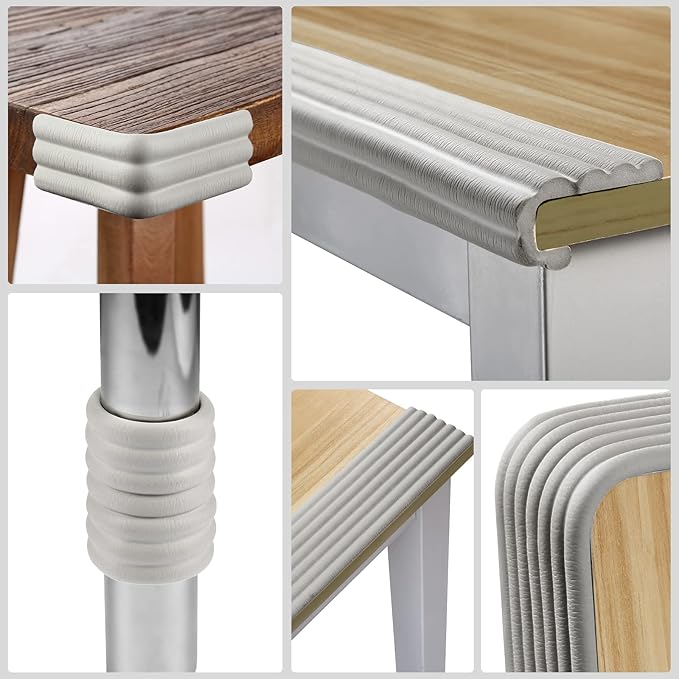 Baby Proofing Edge Corner Protector, 16.4 ft Edge Guards Padding with 3M Adhesive, Extra-Wide Soft Rubber Foam Padding, Furniture,Sharp Edge Safety Corner Edge Bumper Guard-Gray-CubbioJoy