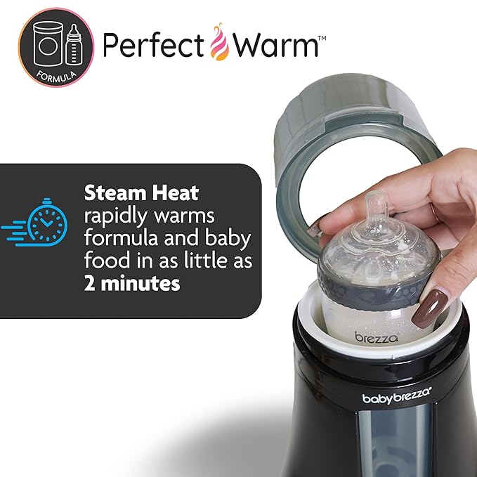 Baby Brezza Fast Baby Bottle Warmer - Baby Milk Warmer + Breastmilk Warmer Defroster – 2 Unique Temperatures for Breastmilk + Formula - Universal Fit for All Bottles, Storage Bags + Food Jars-CubbioJoy
