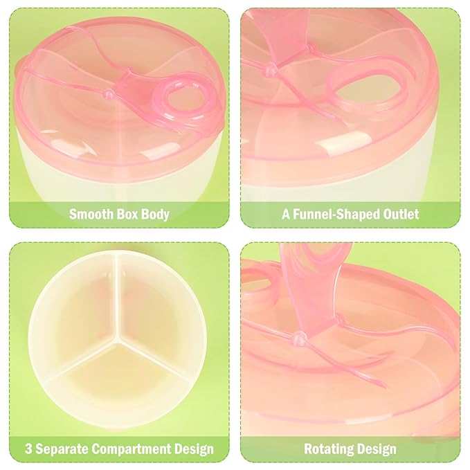 Accmor Baby Formula Dispenser On The Go, Formula Container to Go, Non-Spill Rotating Three-Compartment Formula Dispenser and Snack Storage Container for Infant Toddler Traveling-CubbioJoy