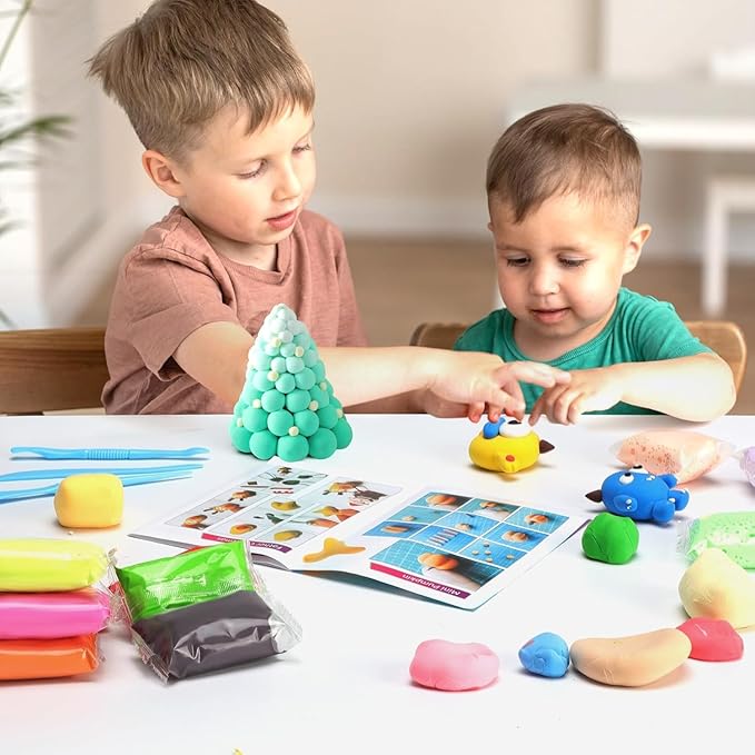 Air Dry Clay Kit,56 Colors Modeling Magic Clay for Kids,DIY Classroom Bulk Starter Sculpting Kit, Soft & Ultra Light, Art and Crafts Party Favors for Boys Girls Kids 3-12-CubbioJoy